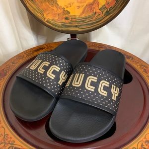 Men’s Gucci Black Rubber Sega Logo Guccy Slides
